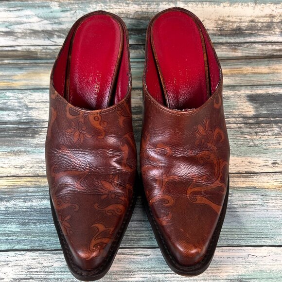 Donald J Pliner Perlie Womens 7.5M Mules Western Dress Shoes Pointed Toe Clogs - Picture 4 of 14